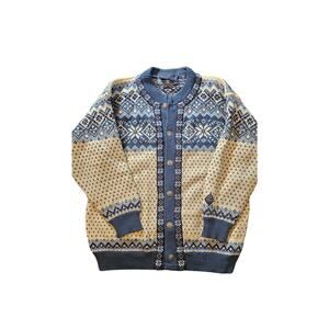 Wool NORDSTRIKK Norway Blue White Metal buttons CARDIGAN SWEATER MEN'S Sz medium